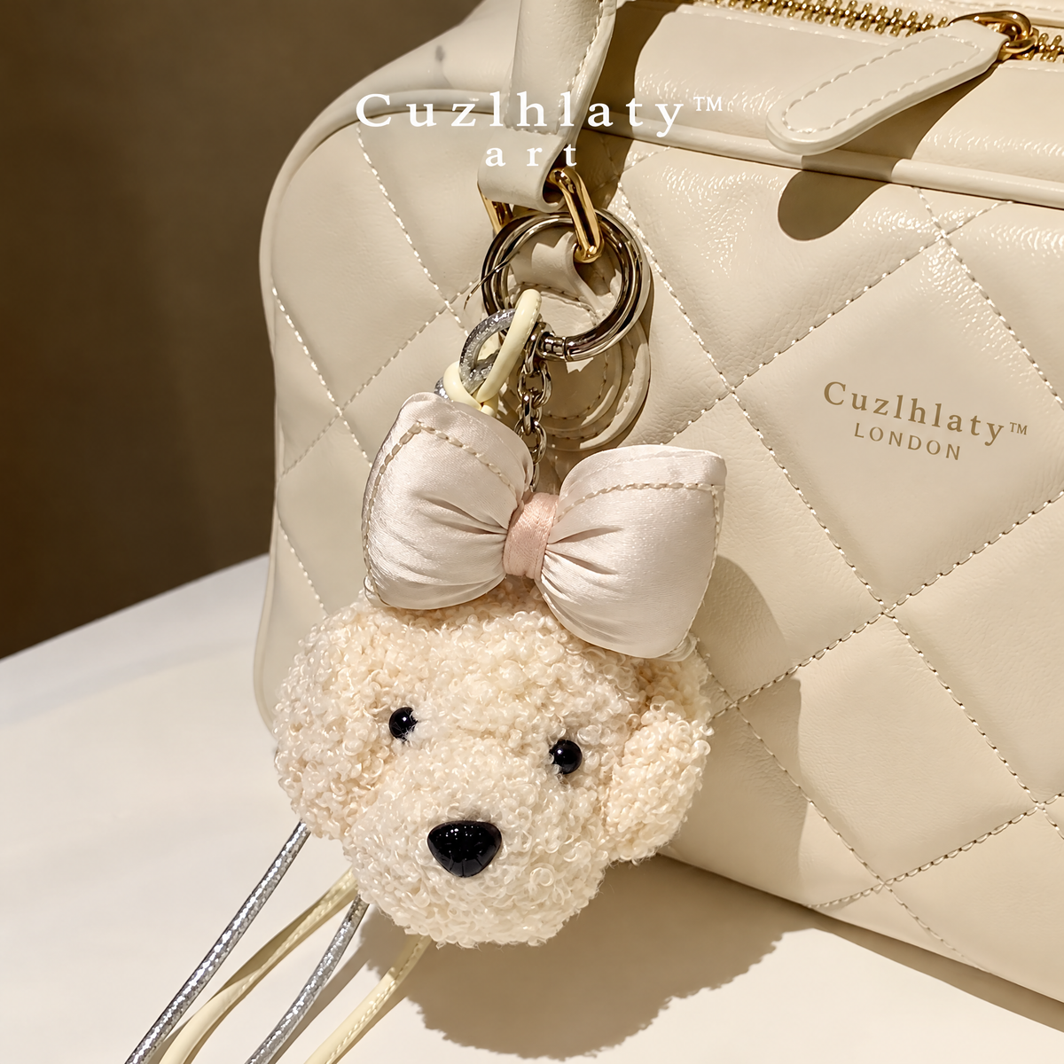 Bloom Season Quilted Shoulder Bag — Women’s Cream Bowler Handbag