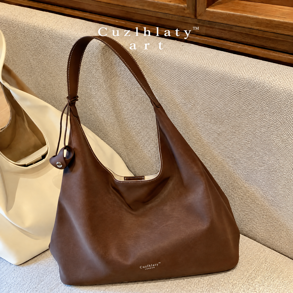 Forest Ink Slouchy Tote Bag — Women’s Brown Hobo Shoulder Purse
