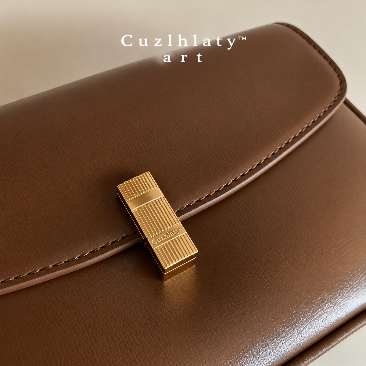Golden Autumn Shoulder Bag — Women’s Brown Flap Baguette Purse