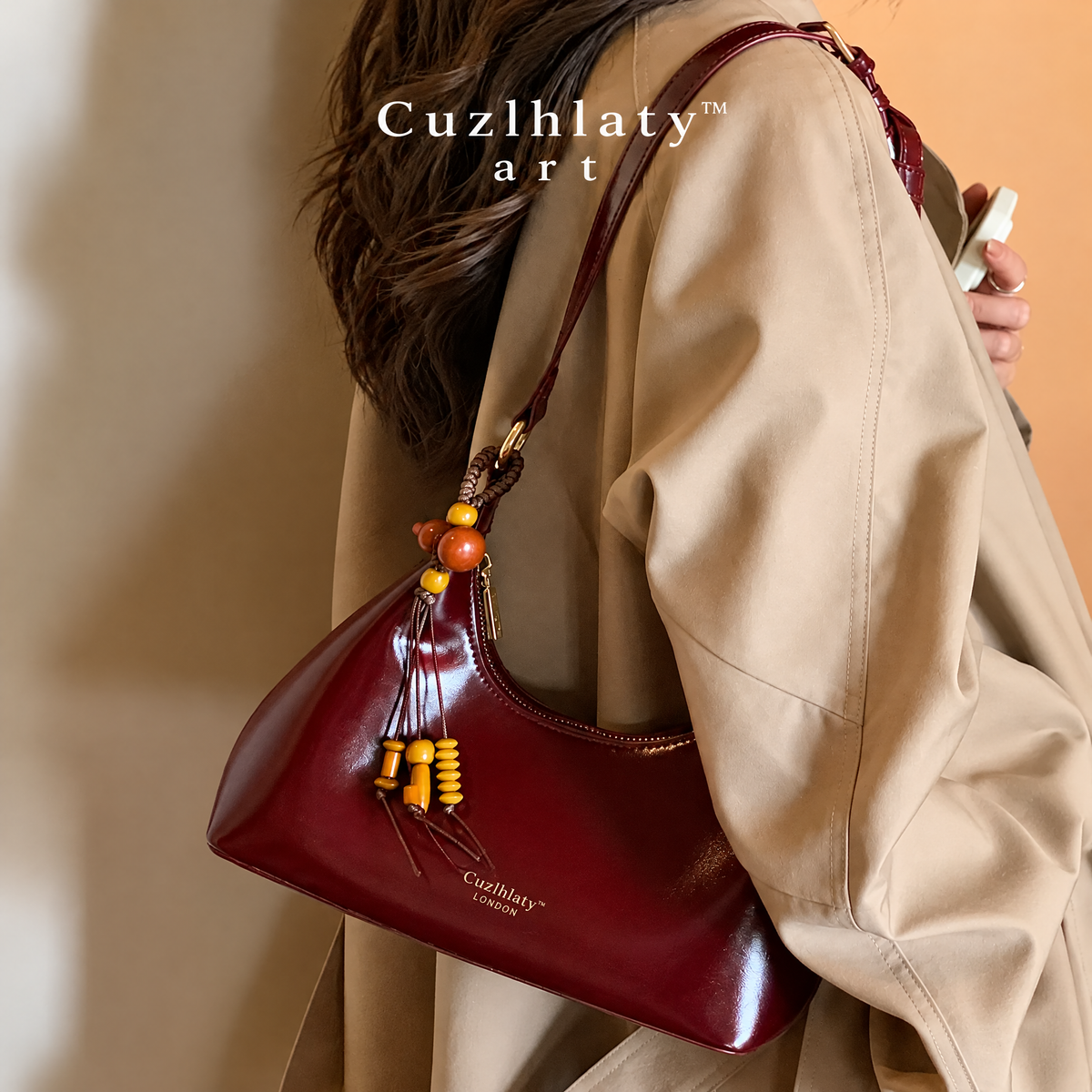 Evening Hour Hobo Bag — Women’s Burgundy Shoulder Purse