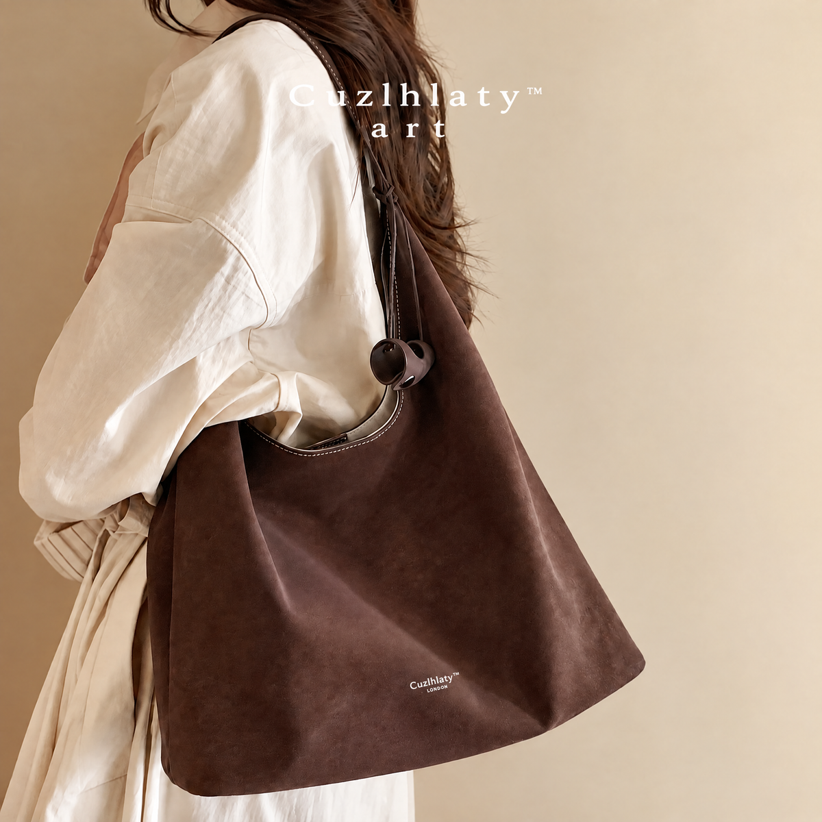 Forest Ink Slouchy Tote Bag — Women’s Brown Hobo Shoulder Purse