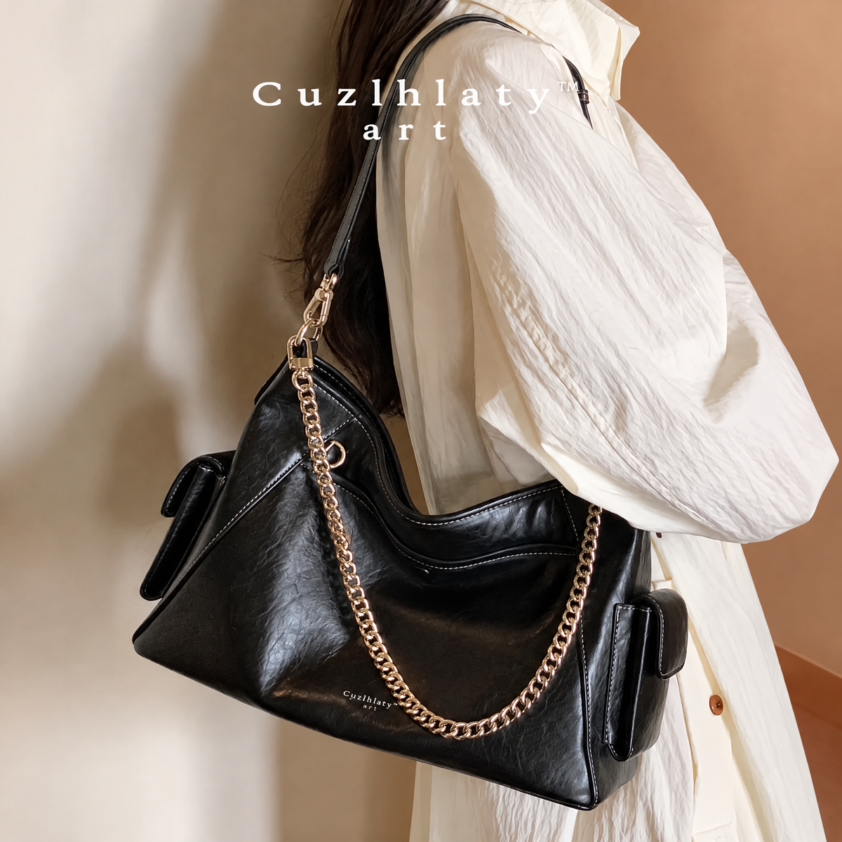 Black Knight Tote Bag — Women’s Black Chain Detail Handbag