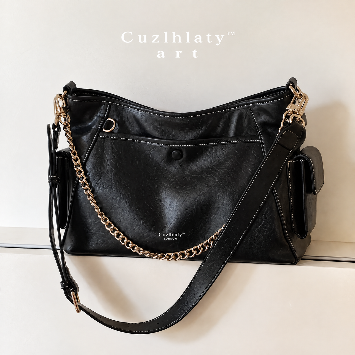 Black Knight Tote Bag — Women’s Black Chain Detail Handbag
