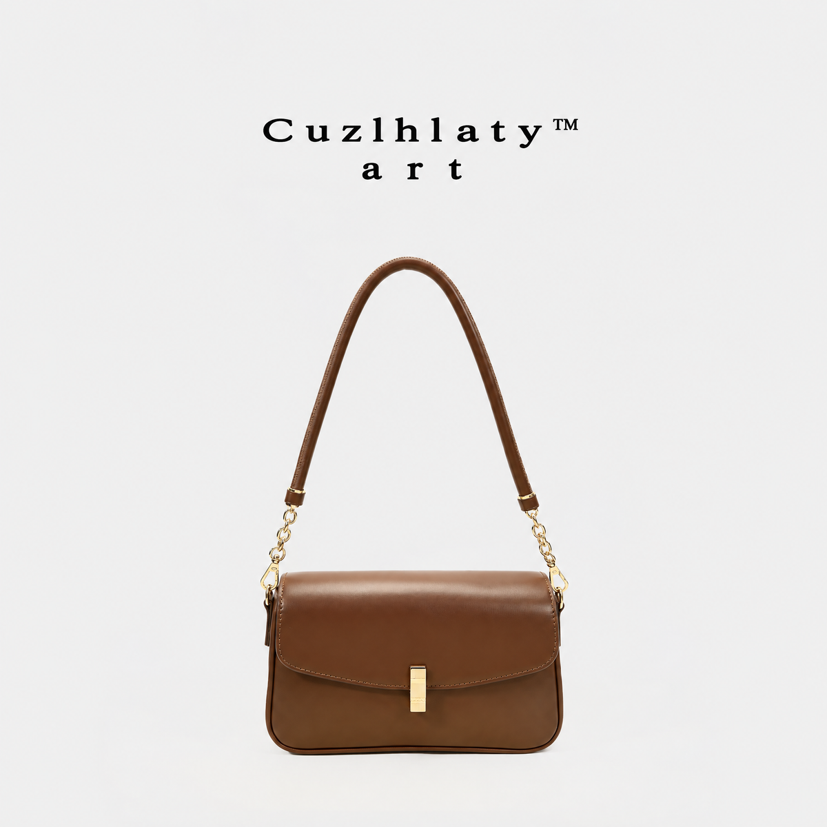 Golden Autumn Shoulder Bag — Women’s Brown Flap Baguette Purse