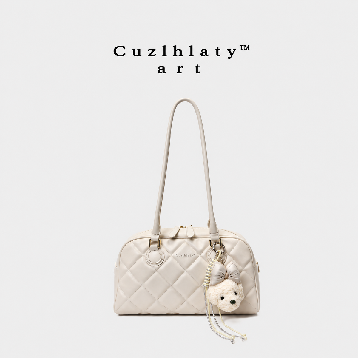 Bloom Season Quilted Shoulder Bag — Women’s Cream Bowler Handbag