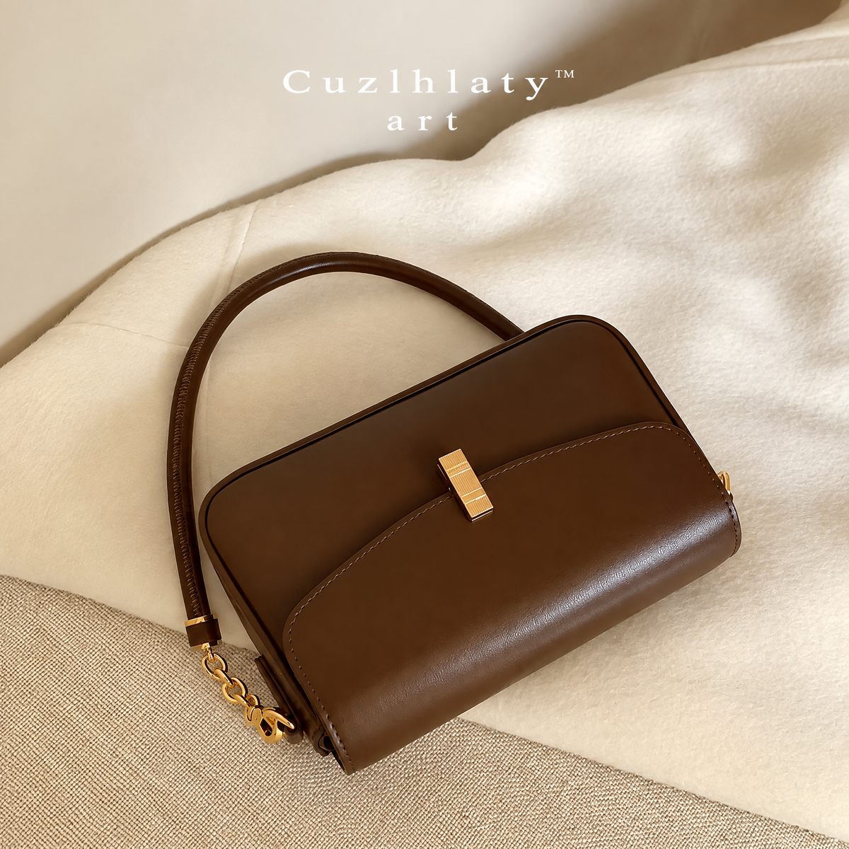 Golden Autumn Shoulder Bag — Women’s Brown Flap Baguette Purse